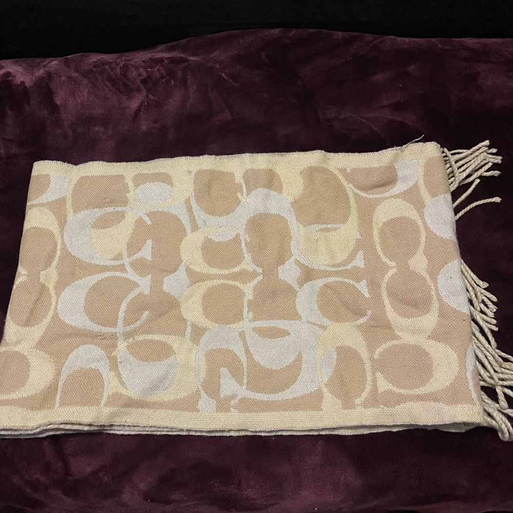 Coach Tan and Cream Patterned Throw